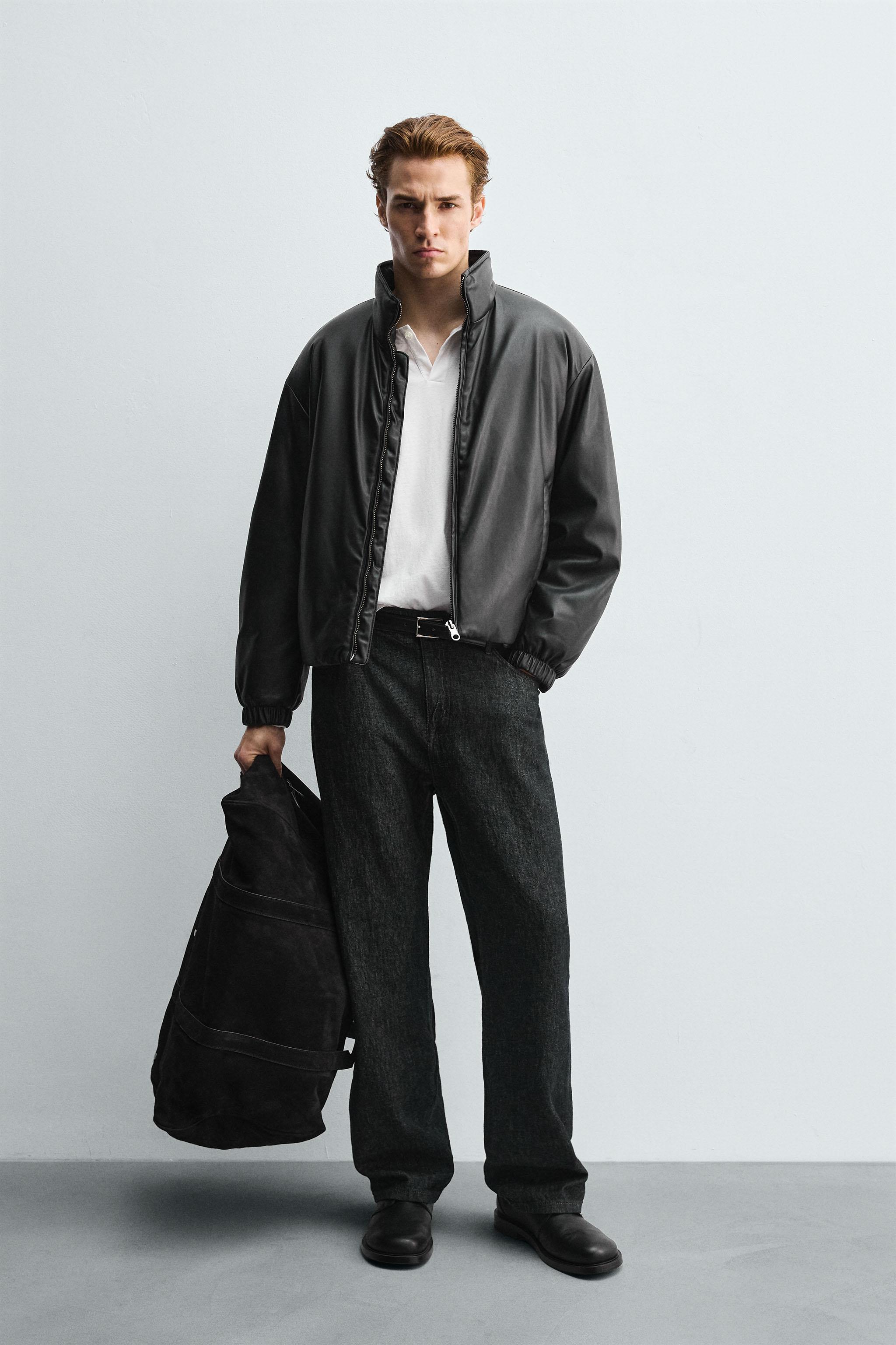 FAUX LEATHER PUFFER JACKET